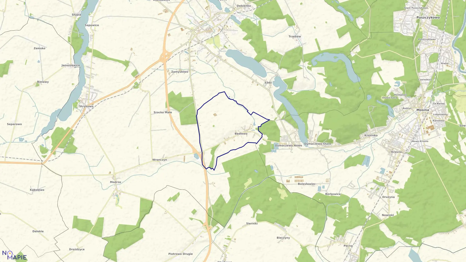Mapa obrębu BĘDLEWO w gminie Stęszew
