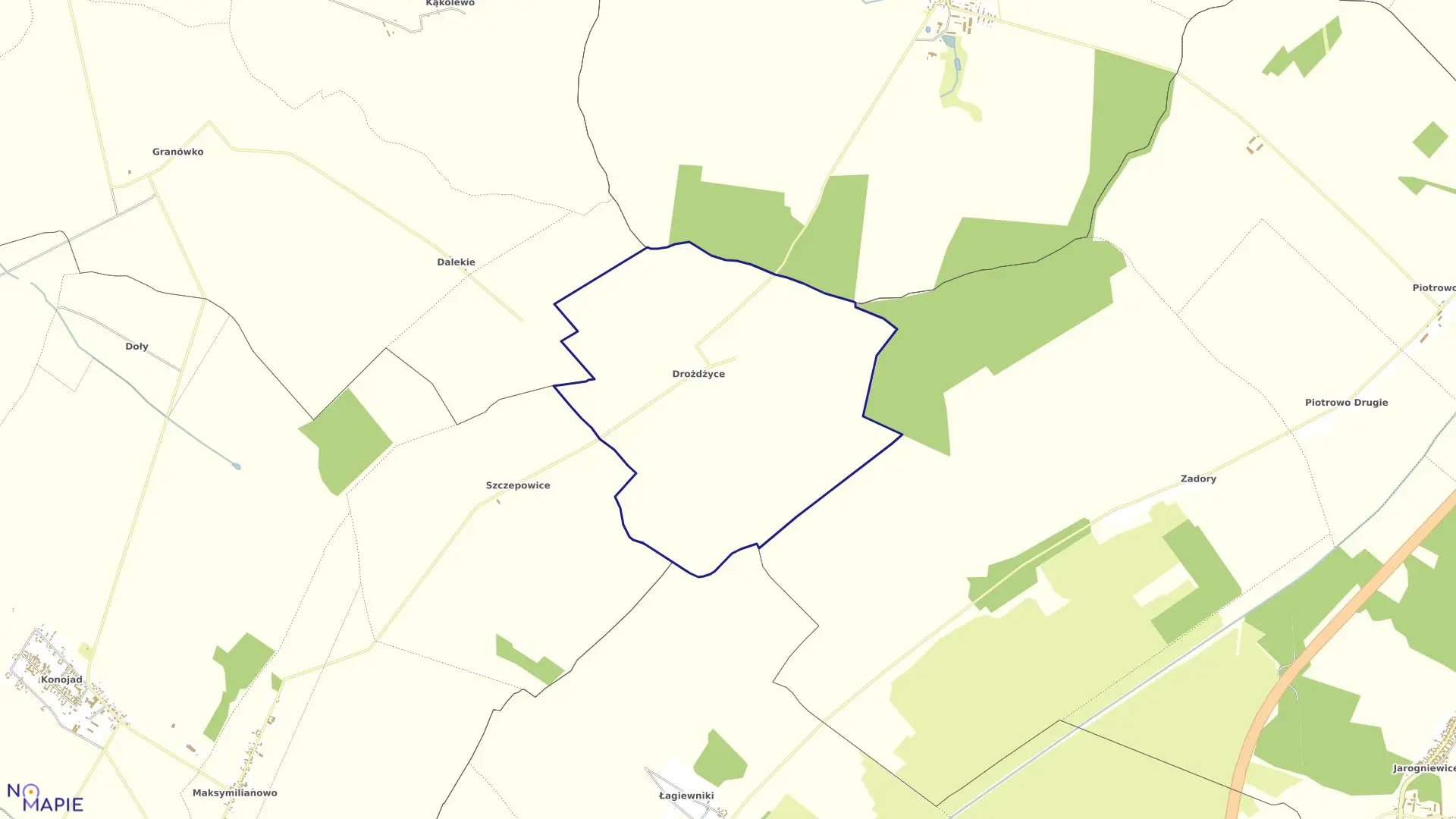 Mapa obrębu DROŻDŻYCE w gminie Stęszew