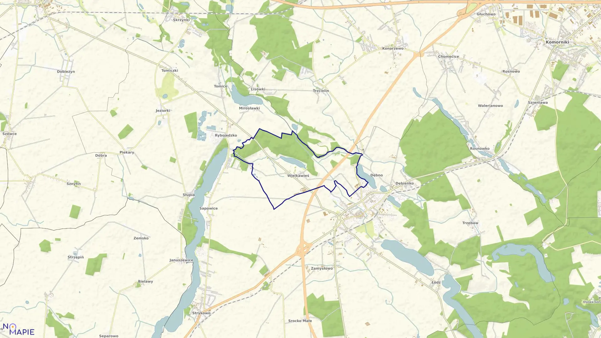 Mapa obrębu KRĄPLEWO w gminie Stęszew