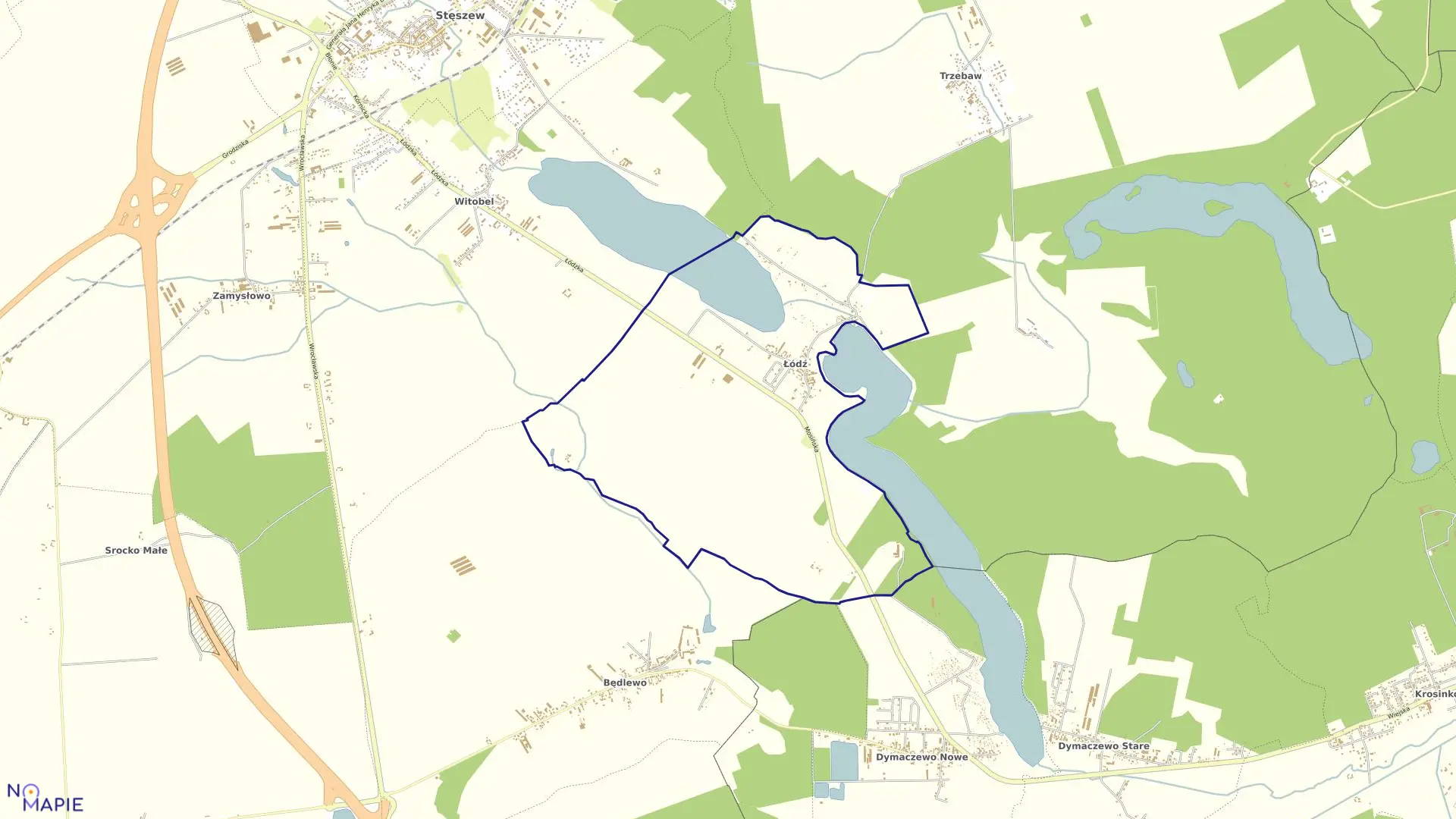Mapa obrębu ŁÓDŹ w gminie Stęszew
