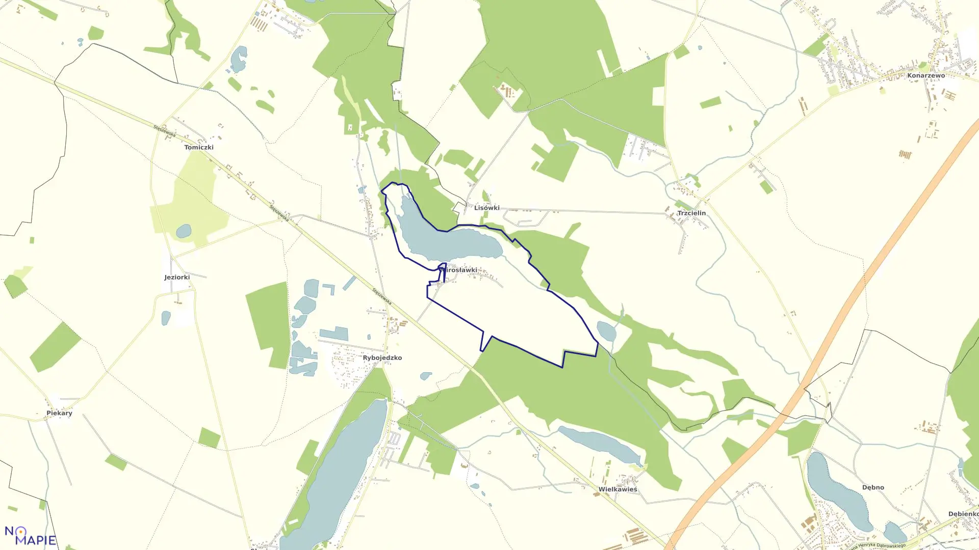 Mapa obrębu MIROSŁAWKI w gminie Stęszew