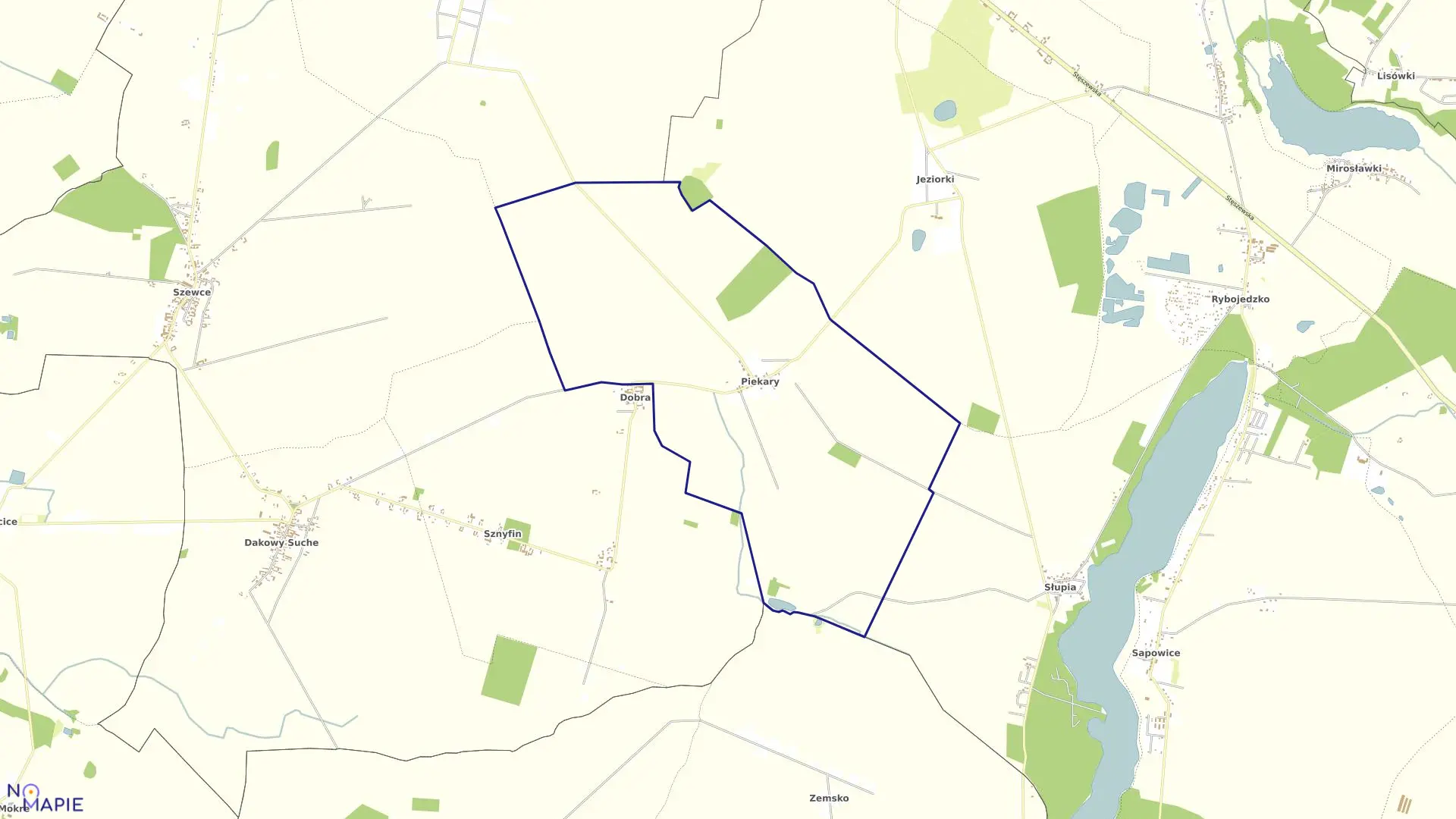 Mapa obrębu PIEKARY w gminie Stęszew