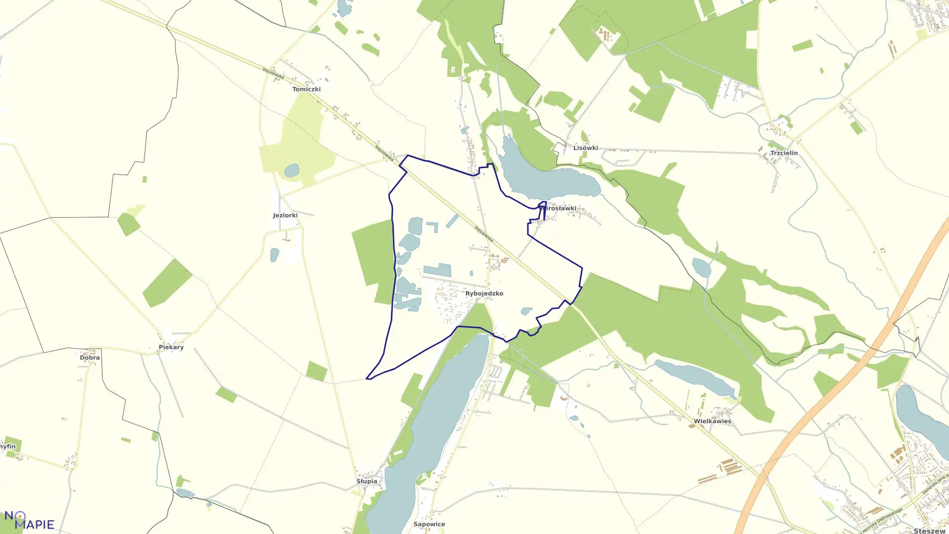 Mapa obrębu RYBOJEDZKO w gminie Stęszew