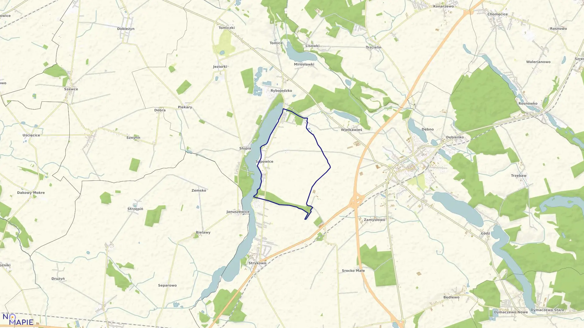 Mapa obrębu SAPOWICE w gminie Stęszew