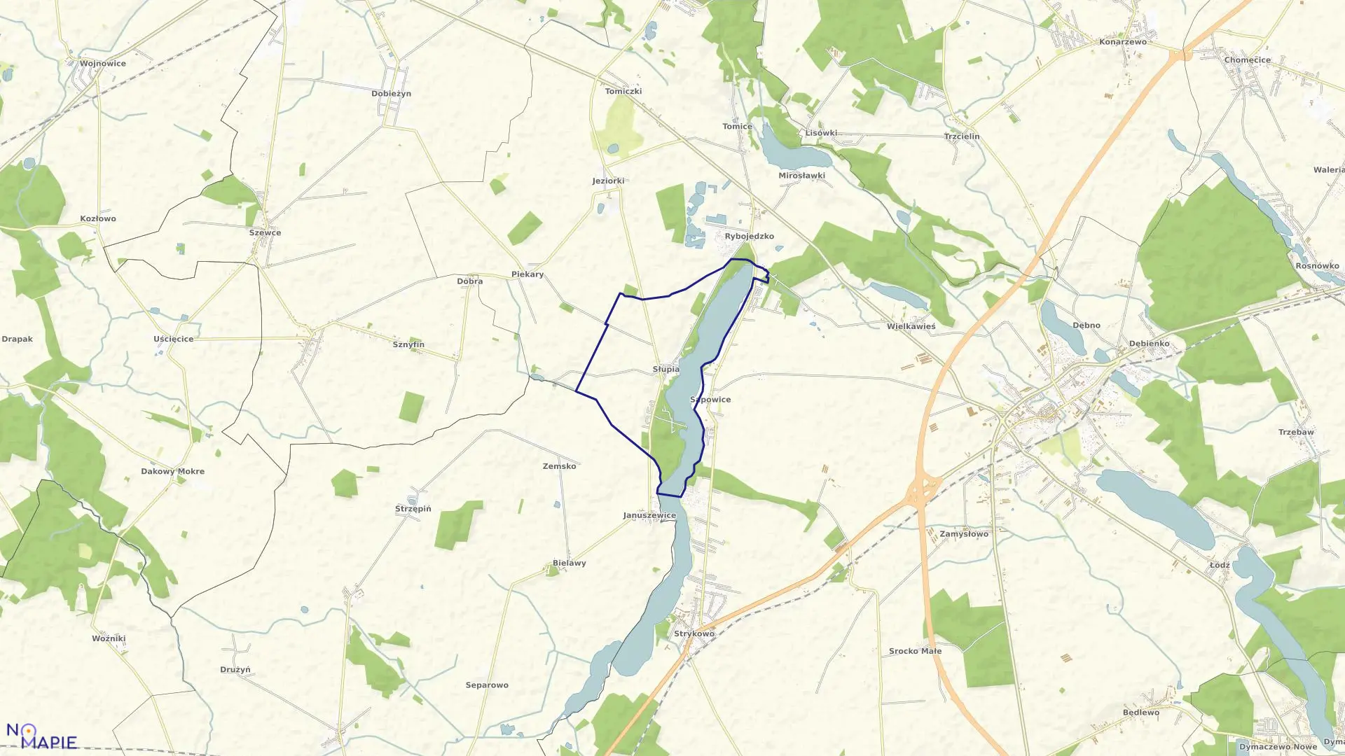 Mapa obrębu SŁUPIA w gminie Stęszew