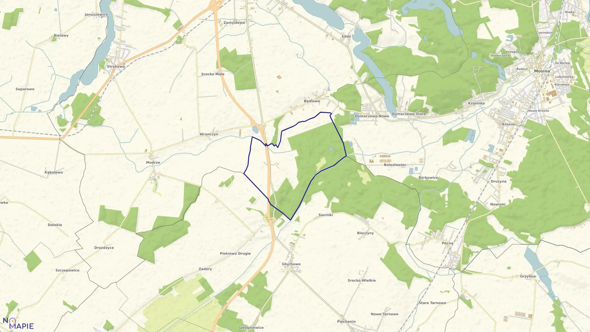 Mapa obrębu SROCKO MAŁE w gminie Stęszew