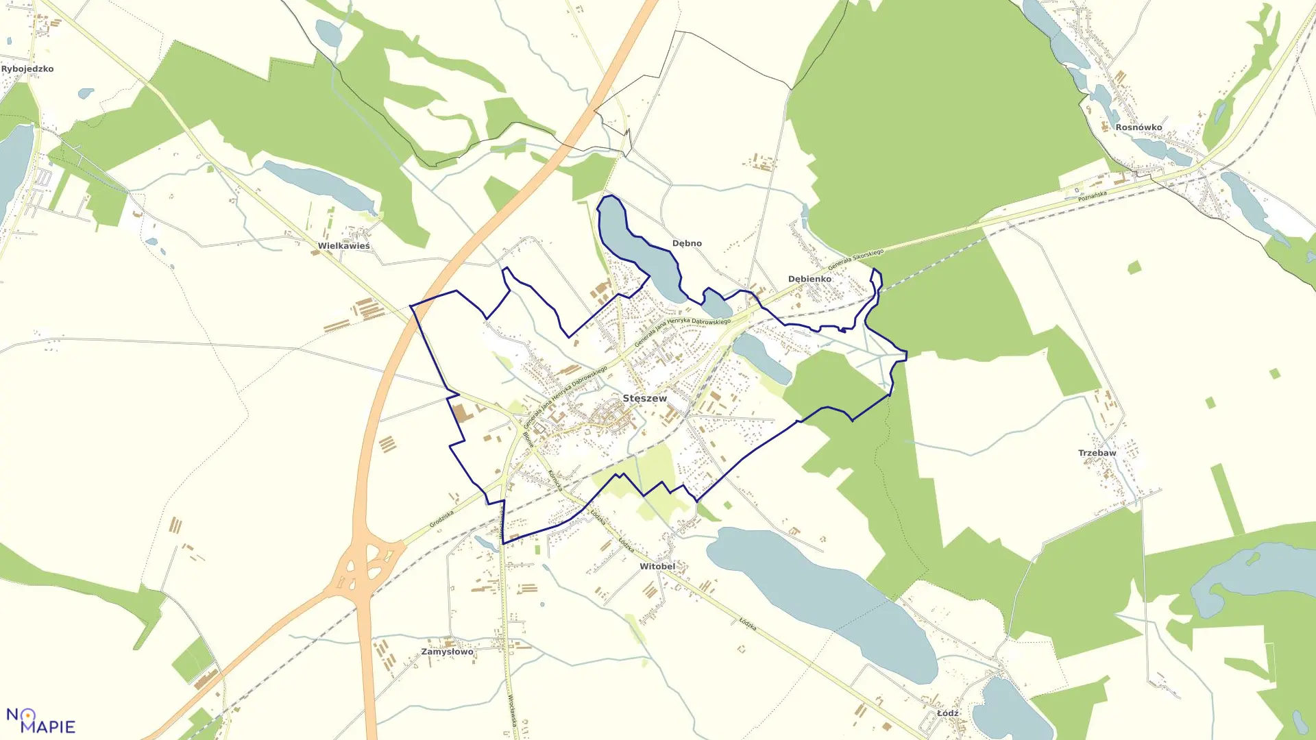 Mapa obrębu STĘSZEW w gminie Stęszew