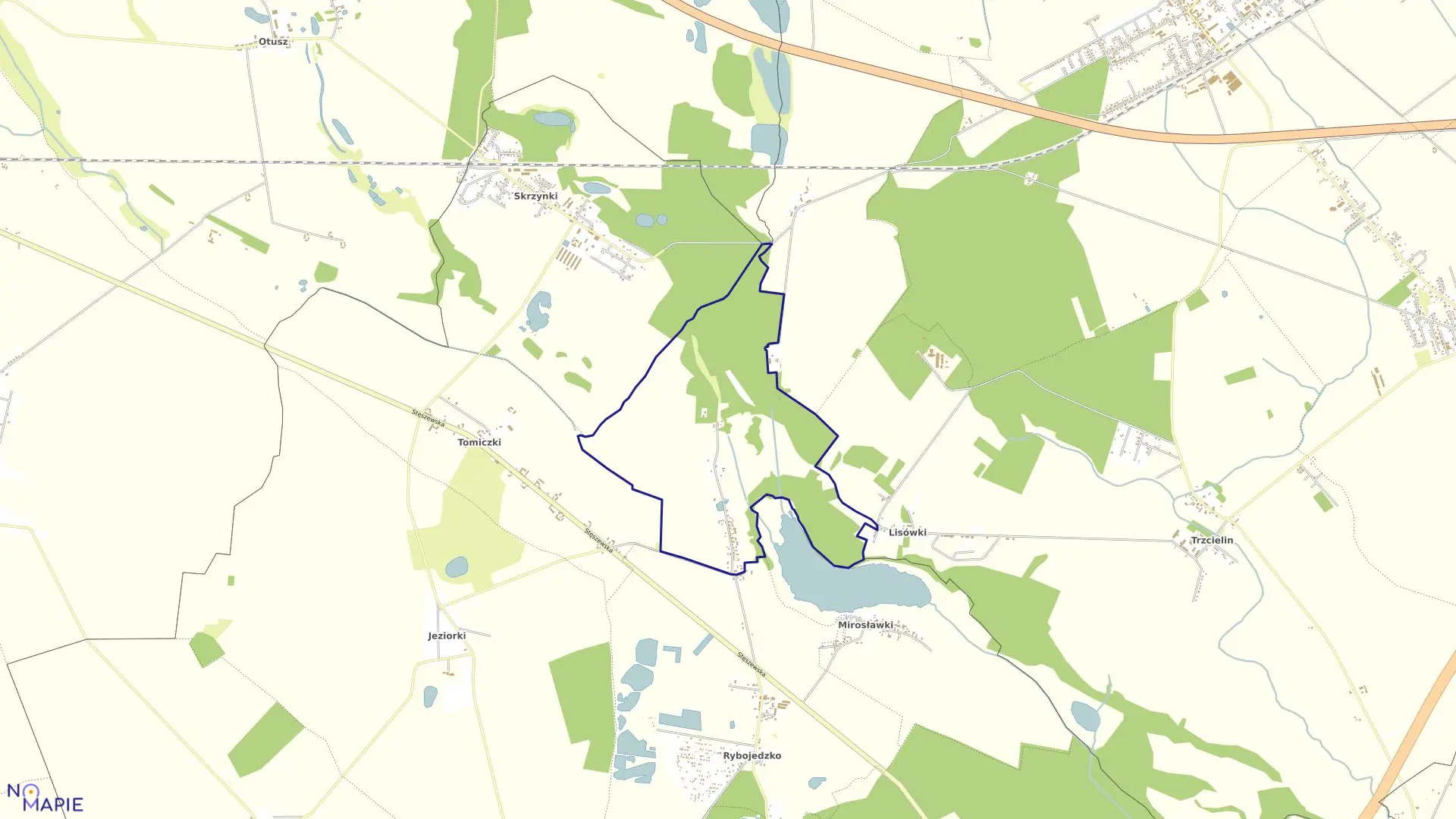Mapa obrębu TOMICE w gminie Stęszew