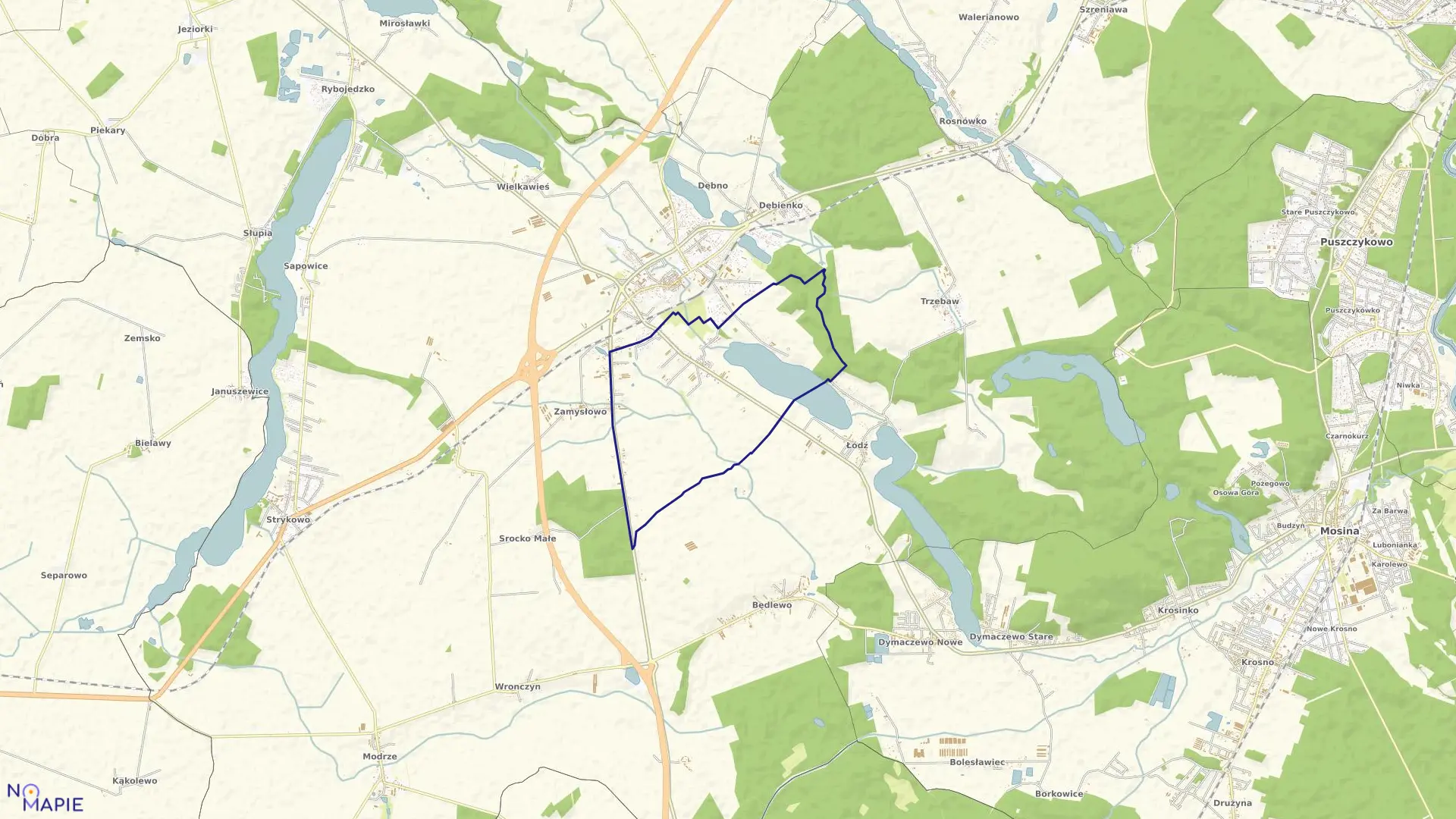 Mapa obrębu WITOBEL w gminie Stęszew