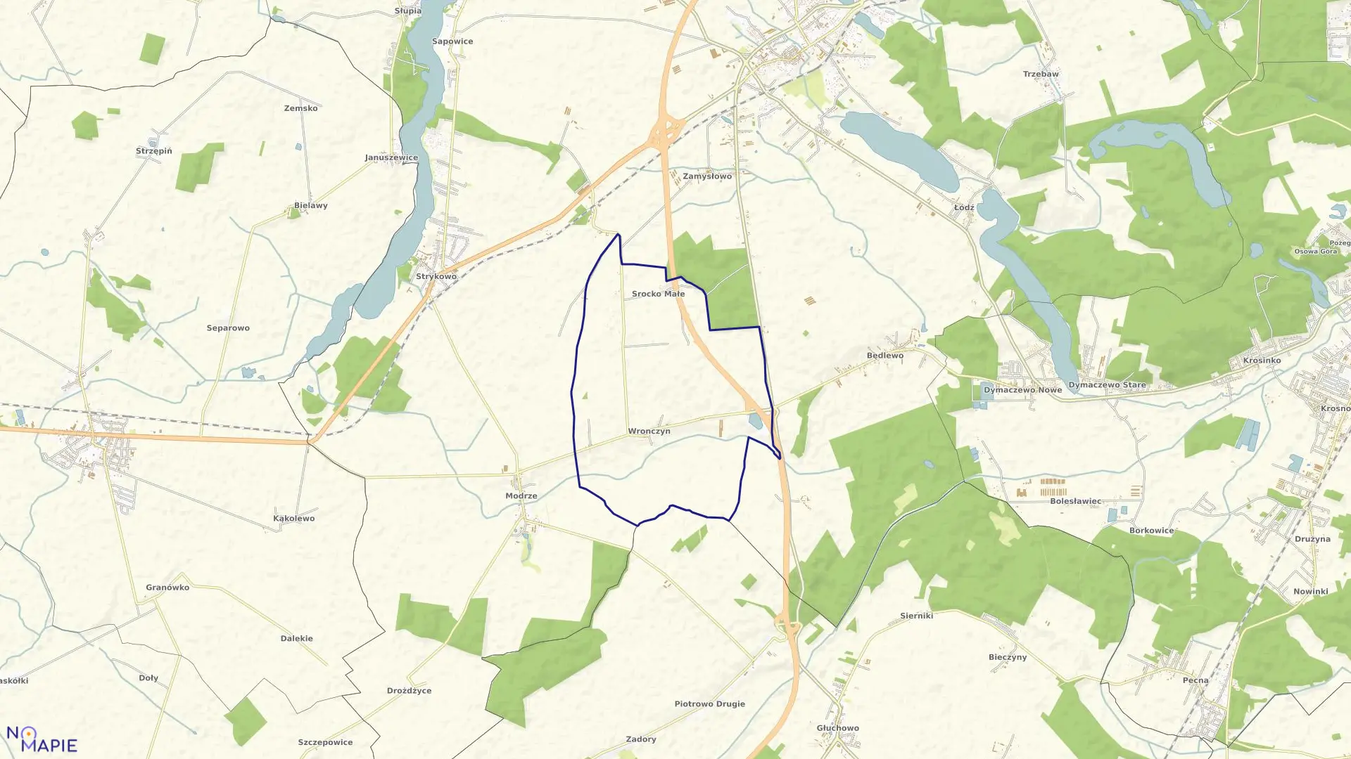 Mapa obrębu WRONCZYN w gminie Stęszew